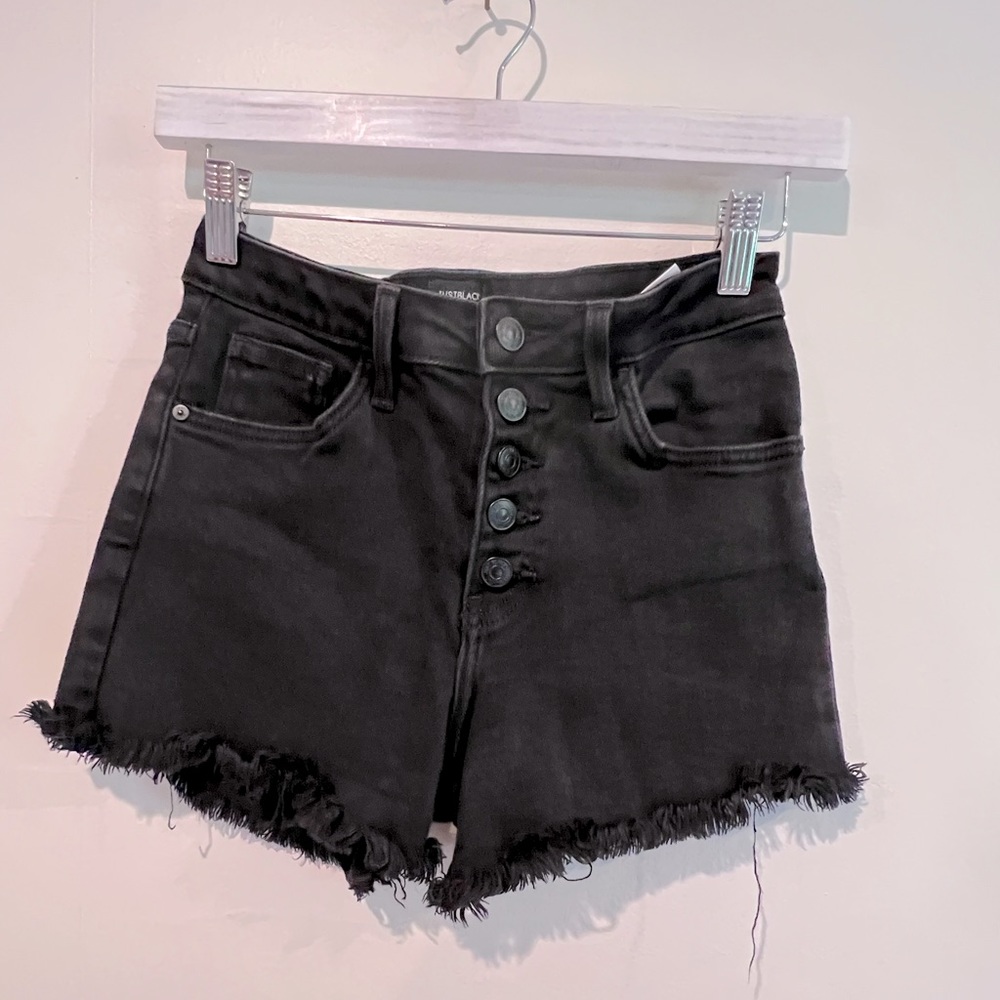 Just black, denim shorts